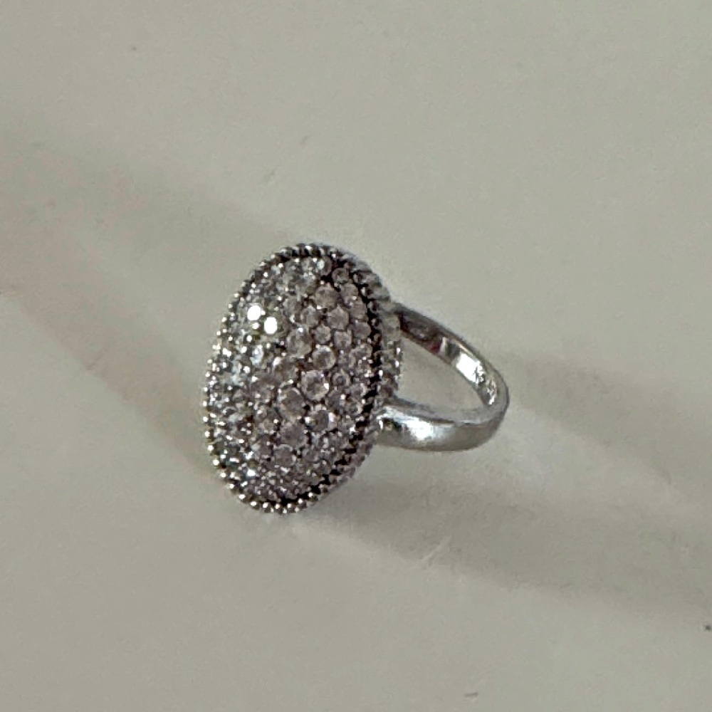 JTV Bella Luce Silver Oval Ring size 5